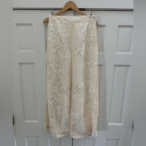 Wide leg flowy sequin pants with side zip
